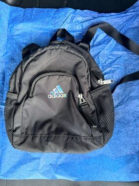 adidas Black Mini Backpack with Iridescent Logo Accent